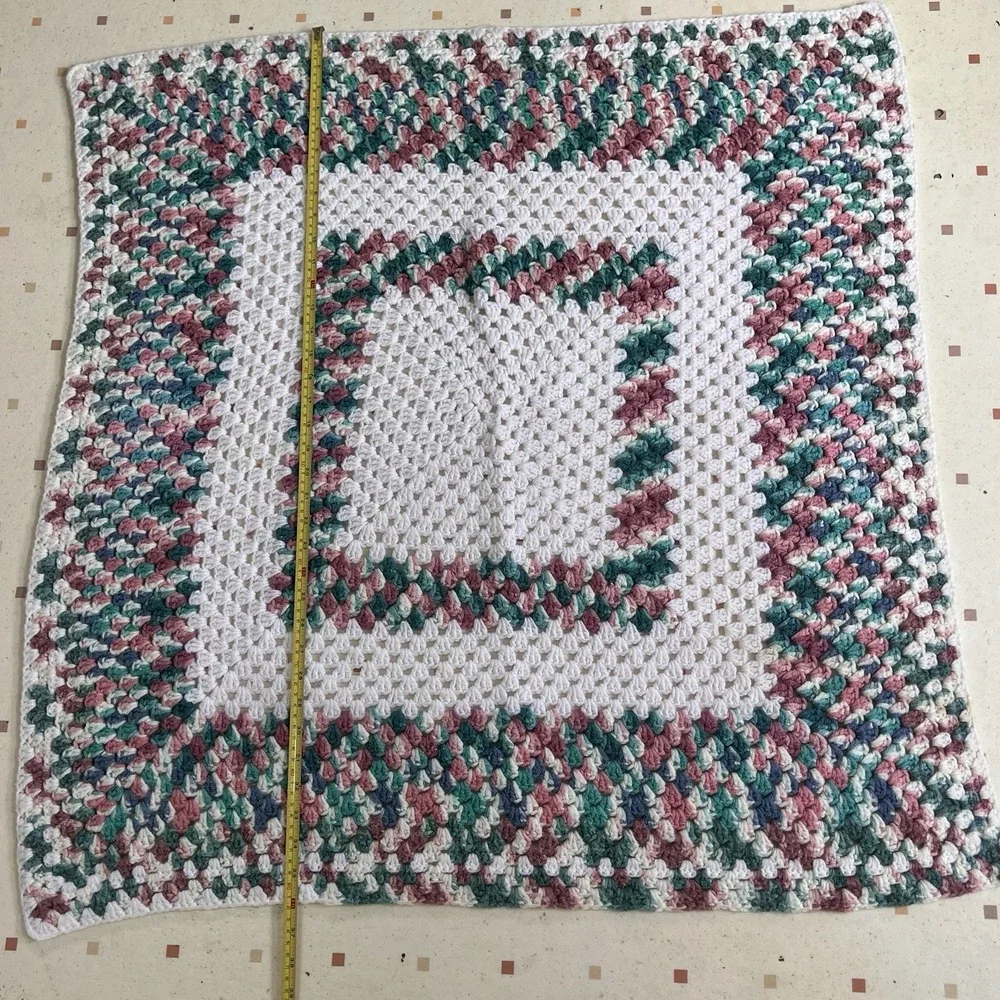 Handmade Vintage Crochet Baby Lap Afghan Blanket‎ Throw 35